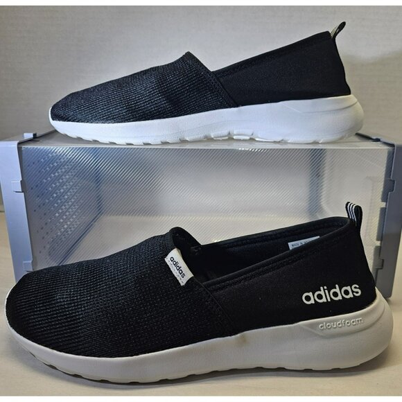 Adidas Women's Black/White Cloudfoam Lite Racer Slip-On Running Sneakers Size 10 - Picture 1 of 16